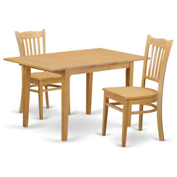 3-Piece Dining Room Set, Table and 2 Chairs, Oak