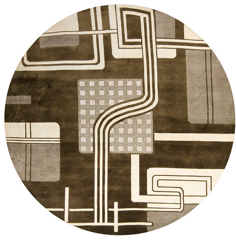 Chandra Aadi Aad1463 Rug, Deep Green/Beige, 7'8