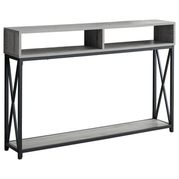 Accent Table Console Entryway Narrow Sofa Metal Laminate Grey Black