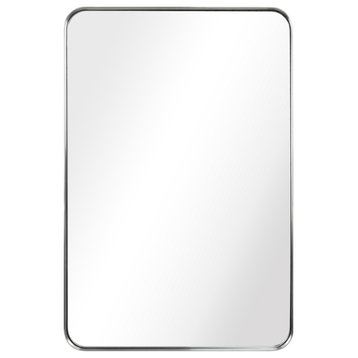 Ultra Stainless Steel Rectangular Wall Mirror, Silver, 24"x36", Brushed