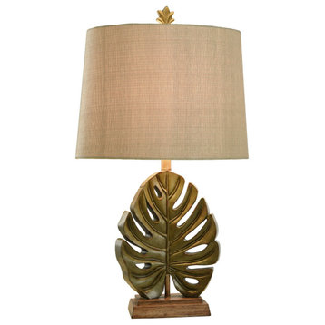 Islama Dora Table Lamp, Green and Brown Body