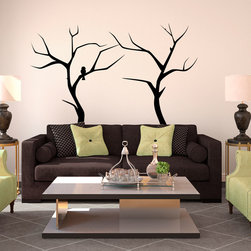 Winter Trees With Bird - Wall Decals