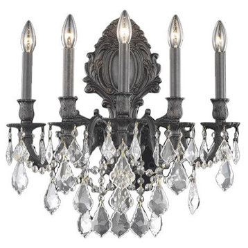 MONARCH Wall Sconce Traditional Antique 5-Light Crystal (Clear) Dark