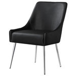 Inspired Home - Fergo Dining Chair, Set of 2, Black Leather Pu, Armless, Leg: Chrome - Our trendy dining chairs in set of 2 add stylish intrigue to your dining room and kitchen area. These beautifully upholstered dining chairs create a warm, inviting seating option with a unique style that will add an aura of sophistication to your dining room with its alluring comfort and luxurious style. Choose from a wide variety of available color choices and pattern options to complement your existing color palette.FEATURES:
