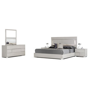 Athens White Lacquer 5 Piece Platform Modern Bedroom Set Contemporary Bedroom Furniture Sets By Furniture Import Export Inc Houzz