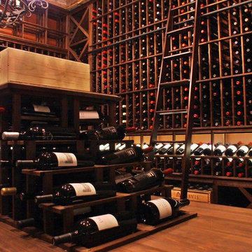 Waterfall Racks with Custom Wine Room Ladder