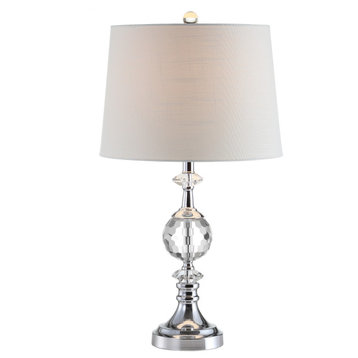 Channing 25.5" LED Crystal and Metal Table Lamp, Clear and Chrome