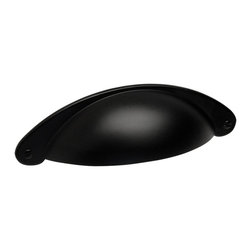 Cosmas - Cosmas 4199FB Flat Black Cabinet Bin Cup Pull, 3" Hole Centers, Set of 25 - Cabinet And Drawer Handle Pulls