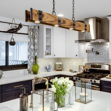 Eclectic White and Blue Kitchen Design Fairfax, VA