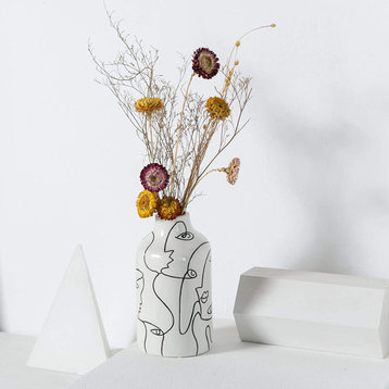 Ceramic Vase Irregular face Design Decorative Flower Vase for Home Decor