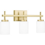 Quoizel - Quoizel WLB8622 Wilburn Bath 3 LED Light, Satin Brass - Opal etched glass casts a warm, ambient glow in the Wilburn wall sconce and bath light collection. The minimalist silhouette is accentuated by clean straight lines and a gleaming rectangular backplate. Choose from a variety of size and finish options to round out your home. Whichever you choose, Wilburn's integrated LED light source is guaranteed to shine in any hallway, bathroom or living area.