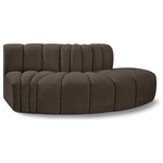 Meridian Furniture - Arc Boucle Fabric Upholstered 3-Pc. S-Shaped Modular Sectional, Brown - Give your living room or den the perfect blend of style and versatility with this Arc boucle fabric curved modular Sectional. Part of the Arc modular furniture collection, this Sectional comes upholstered in rich brown boucle fabric and features deep channel tufting that adds a touch of luxury while enhancing comfort and support. A seamless combination of form and function, this chair can be used with other Arc pieces to create a myriad of configurations in your well-curated room.