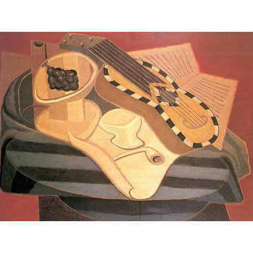 Tile Mural Guitar With Ornaments Juan Gris Abstract Cubism, 6"x8", Matte