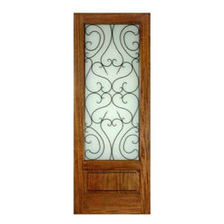 FD1LPBESF1 - MAHOGANY ESF1 PANEL BOTTOM IRON GLASS EXTERIOR DOOR (1-3/4") - Windows And Doors