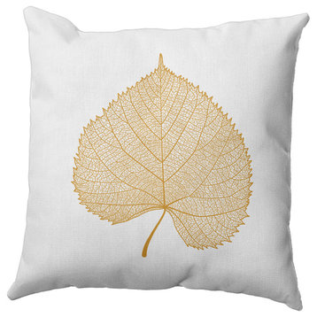 Leaf Study Accent Pillow, Golden Mustard, 18"x18"