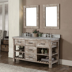 60 inch Rustic Double Sink Bathroom Vanity Marble Top - Bathroom Vanities And Sink Consoles