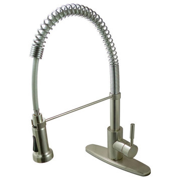 8" Centerset Single Handle Kitchen Faucets, Pull-Out Sprayer, Brushed Nickel