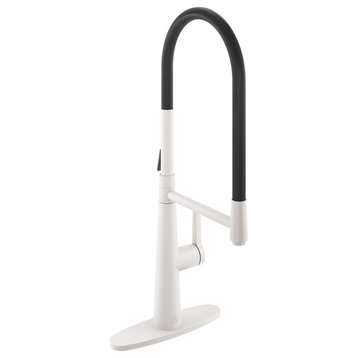 Single-Handle Standard Kitchen Faucet with Fast Mount and Deck Plate, Matte White