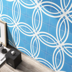 Moroccan Mosaic & Tile House - 8"x8" Tetouan Handmade Cement Tile, Blue/White, Set of 12 - Wall And Floor Tile