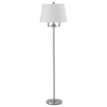 150W 6 Way Andros Metal Floor Lamp, Brushed Steel Finish, White
