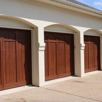 High-lifted, wood-free overhead garage doors with car lift
