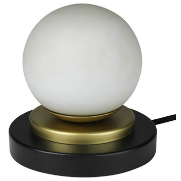 Vintage Style Industrial Frosted Globe Table Lamp 6.25 in Retro Brass Black