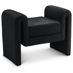 Meridian Furniture - Sloan Velvet Upholstered Bench, Black, 31.5" Wide - Place this lovely Sloan velvet bench wherever you want a chic and elegant spot to rest a spell and take a load off. Contemporary from top to bottom, this bench comes upholstered in black velvet material for a luxurious feel against the skin, adding to the comfortable feel of the bench's thickly padded cushion. A backless design gives the bench an uber modern look that's well suited for your entryway, bedroom or elsewhere.
