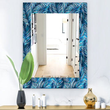 Designart Tropical Palm Leaves Bohemian And Eclectic Frameless Vanity Mirror, 24
