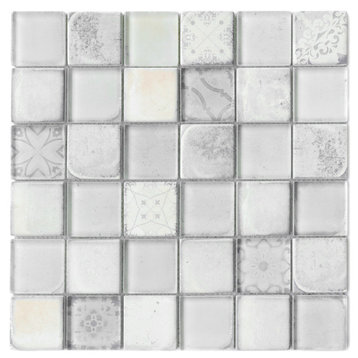 TCRNG Classic Roman 2x2 Glass Mosaic Tile, White