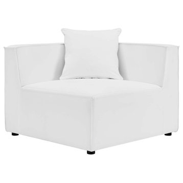 Sofa Corner Chair, Fabric, White, Outdoor Patio Balcony Cafe Bistro Garden