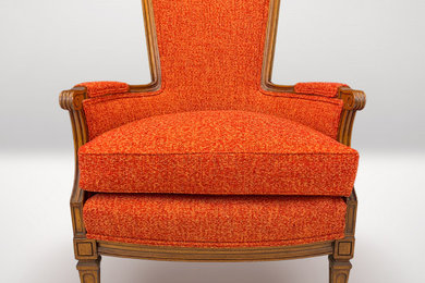 Stylish upholstered armchair covered in stain-free fabric from Maxwell Fabrics