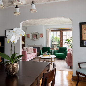 Joyful Pink Green Lake Living Room