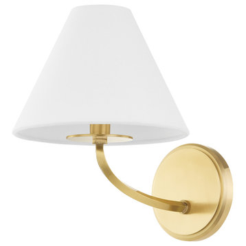 Stacey 1-Light Wall Sconce, Aged Brass
