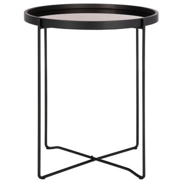Ruth Small Round Tray Top Accent Table Black/Rose Gold