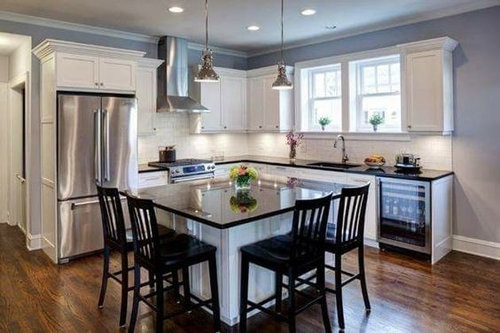 kitchen with counter height table