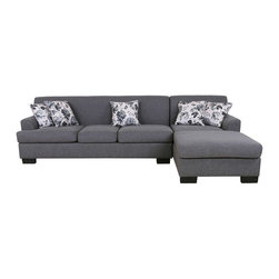 2-Piece Grey Linen Sectional - Sectional Sofas