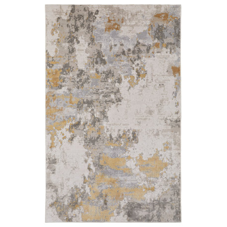 Weave & Wander Vanhorn Contemporary Watercolor Rug, Gold/Birch, 8'x11'