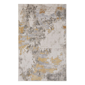 Weave & Wander Vanhorn Contemporary Watercolor Rug, Gold/Birch, 8' X 11'