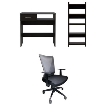 Home Square 3-Piece Set with Home Office Set and Office Chair in Black