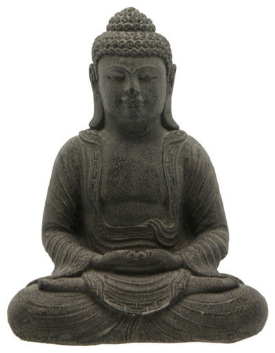 Asian Garden Statues And Yard Art Charcoal Grey Cast Stone Garden Buddha Statue
