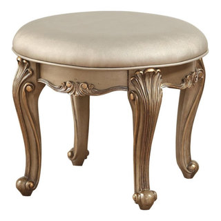 ACME Orianne Vanity Stool, Champagne PU and Antique Gold - Victorian - Vanity Stools And Benches ...