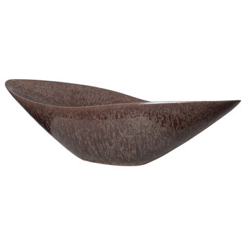 Luxe Modern Copper Bronze Swoop Bowl, Wide Curve Industrial Metallic Dark