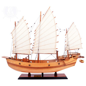 Chinese Junk Natural Finish Wooden Handcrafted boat model