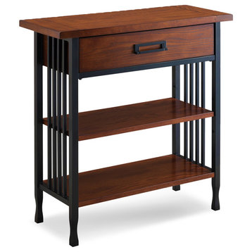 Leick Ironcraft Wood Foyer Bookcase with Drawer Storage in Brown