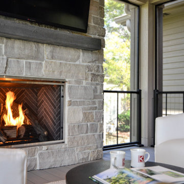 Covered Porch Addition - Fireplace