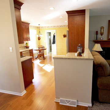 Kitchen Remodel with Medallion Cherry Raised Panel Cabinets & Quartz Countertop