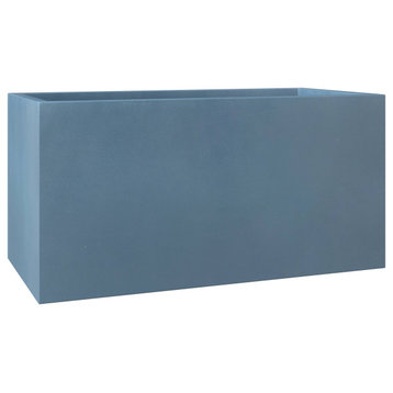 Bloom Rectangular Planter, Fiberstone and MGO Clay, Aged Concrete, 12 Inch