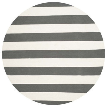 Safavieh Montauk Mtk712G Striped Rug, Grey/Ivory, 8'0"x8'0" Round