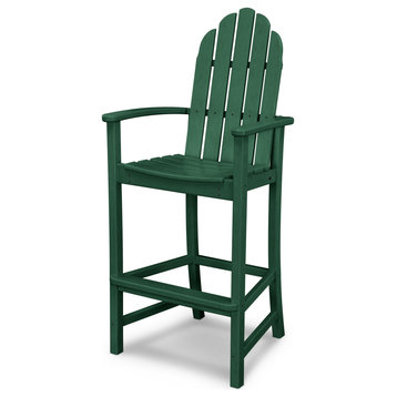Polywood Classic Adirondack Bar Chair, Green