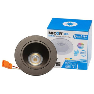 Nickel NICOR Lighting SureFit 5.25-Inch Round Ultra Slim 3000K LED Junction Box Retrofit Downlight Kit DLF-10-120-3K-RD-NK 